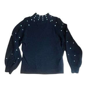 Cato Black Pearl-Accent Mock Neck Sweater